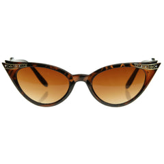 CLASSIC VINTAGE CAT EYE Style BLING CRYSTALS SUN GLASSES Tortoise Frame
