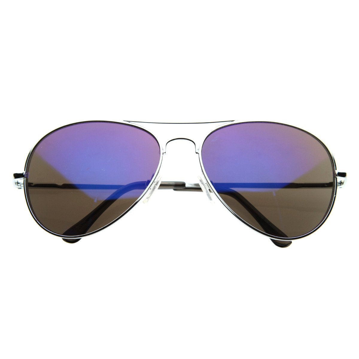 Retro Flash Color Mirrored Lens Metal Aviator Sunglasses 1485 Midnight | zeroUV