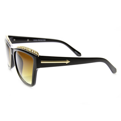 Gafas de sol de ojo de gato con corte de metal puntiagudo de moda para mujer 9603