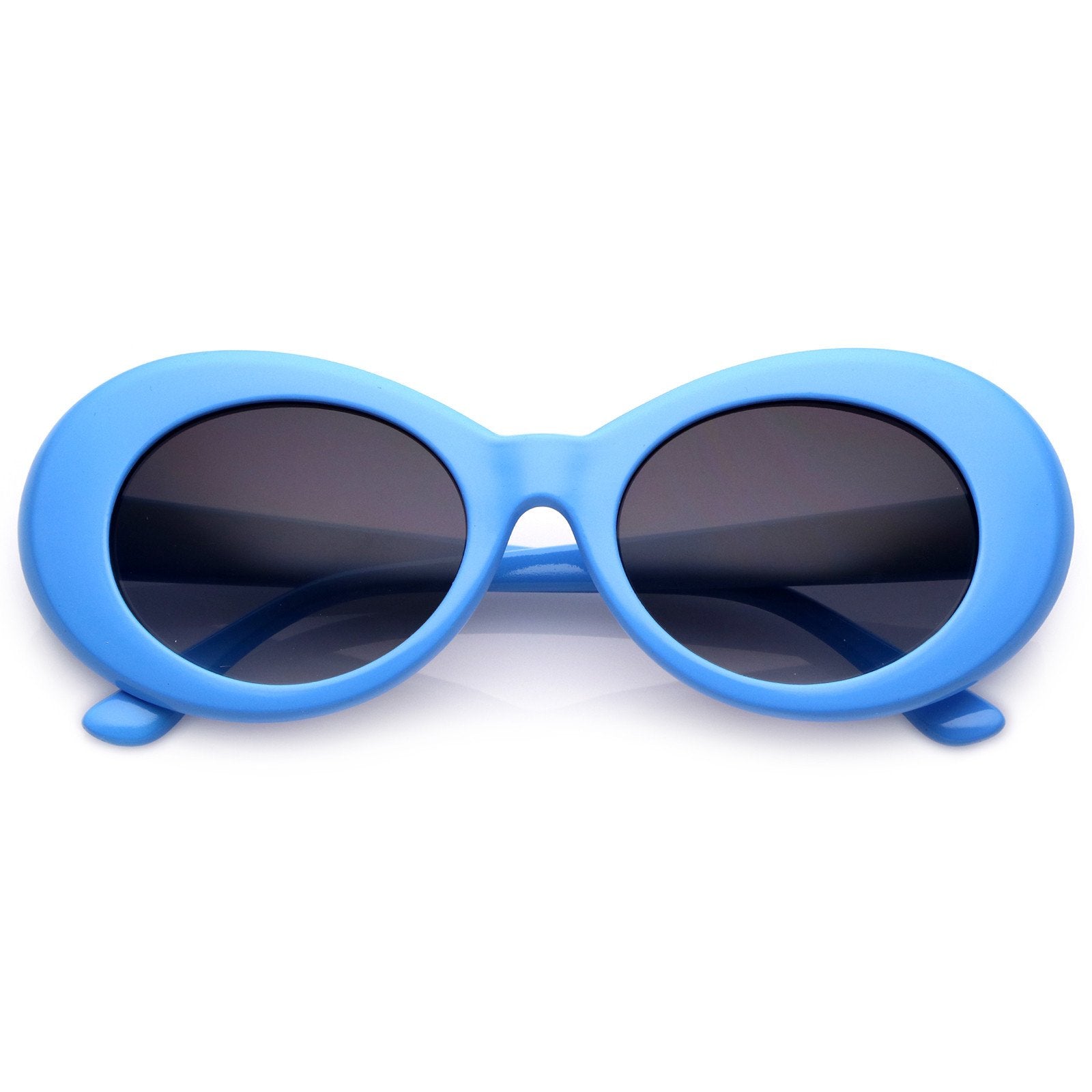 clout goggles Colorful Retro 1990's Fashion Round Clout Oval Lens Sunglasses Blue Lavender