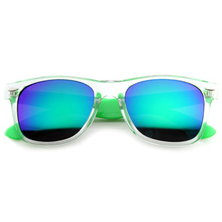 Retro Horned Rim Colorful Mirror Lens Sunglasses 8609 - Green