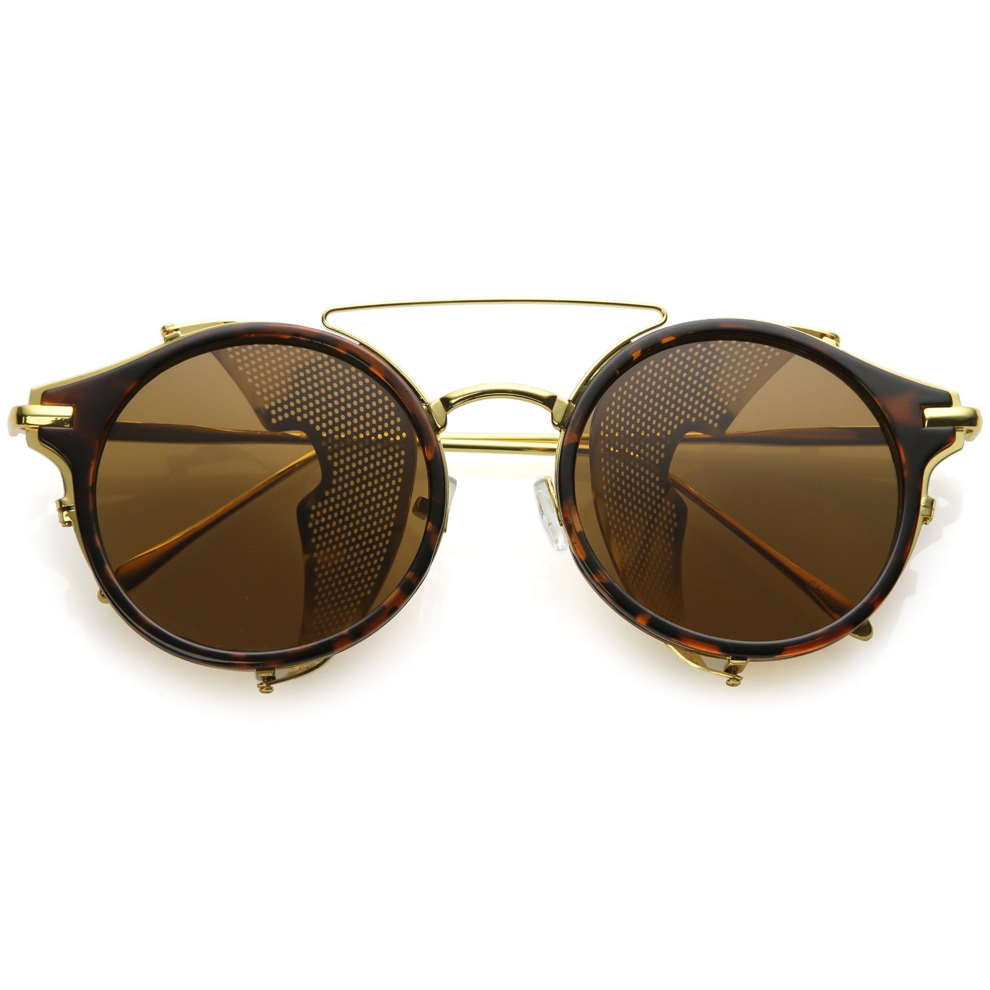 SA106 Mod Classic Round Double Rim Keyhole Sunglasses – Metal & Plastic, UV400, Unisex