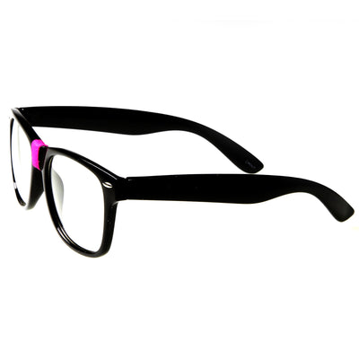 Retro Nerd Geek Cinta de color Lente transparente Gafas con borde de cuernos 8624