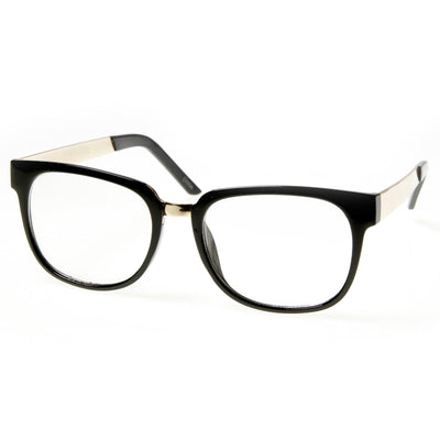 Gafas con lentes transparentes cuadradas de moda con brazo de metal premium 8630