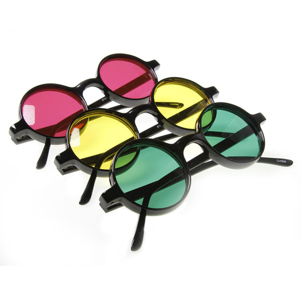 Round Color Lens Small Retro Round Color Lens Sunglasses 3 Pack - zeroUV