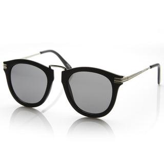 Vintage 1920's Spectacle Steampunk Horned Rim Sunglasses 8635 - Matte Black Silver