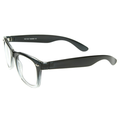 Gafas con borde de cuerno y lentes transparentes de color retro de dos tonos 8536