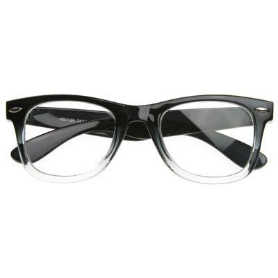 Gafas con borde de cuerno y lentes transparentes de color retro de dos tonos 8536