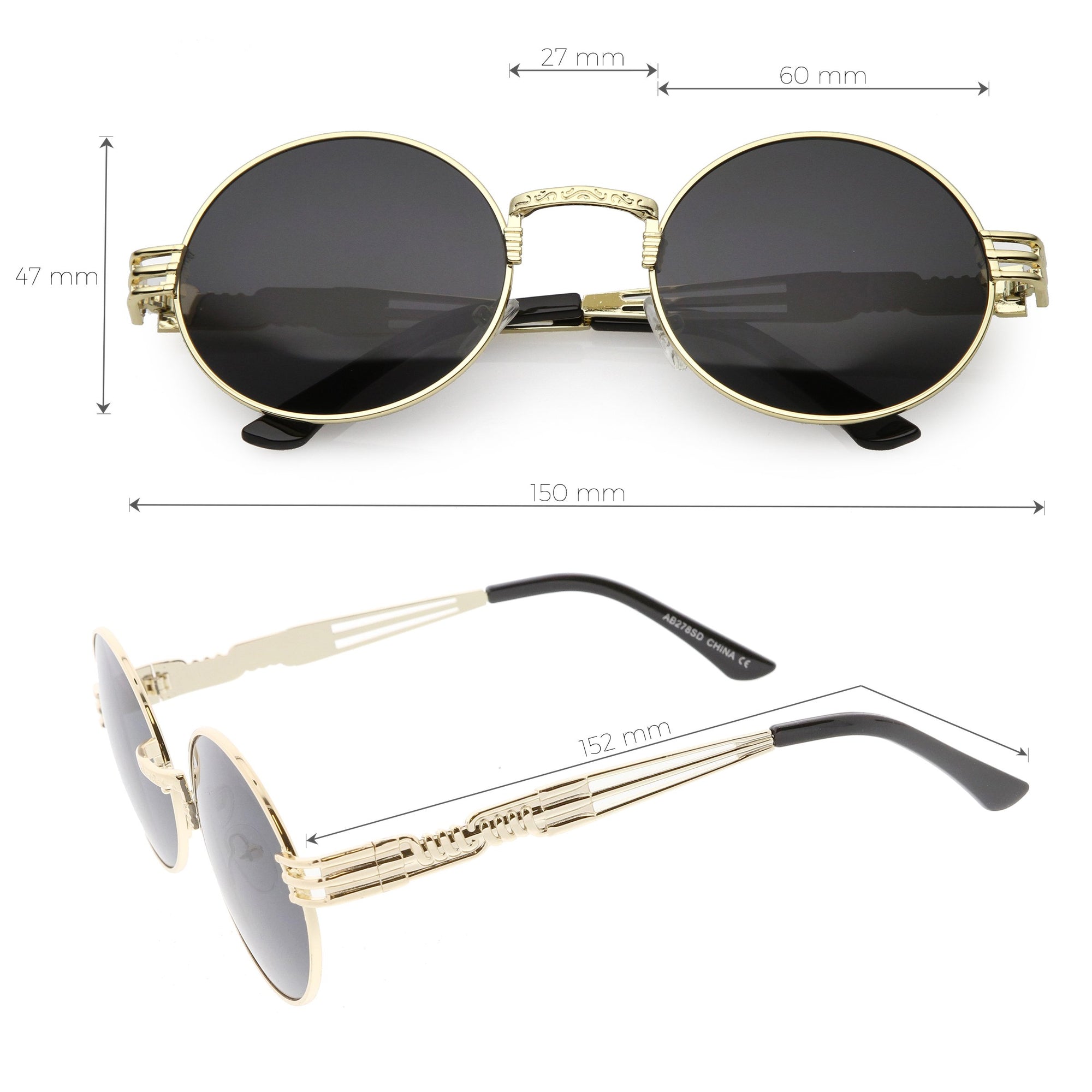 YAMEIZE Retro zonnebril met metalen frame, voor dames en heren YAMEIZE Retro zonnebril met metalen frame, voor dames en heren