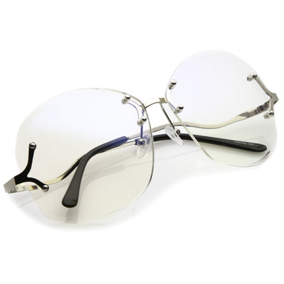 Gafas de discoteca retro de gran tamaño sin montura con lentes transparentes para mujer C219