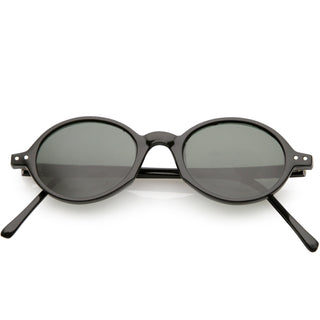 European True Vintage Round Oval Dapper Sunglasses C659 - Black Smoke