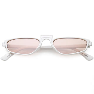 Women's 1990's Small Thin Retro Cat Eye Sunglasses C684 - White Pink