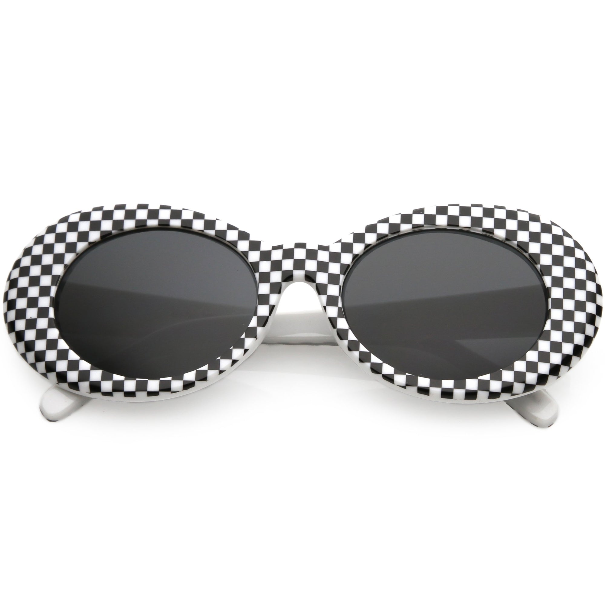 black and white goggles Retro 1990's Rad Clout Goggle Checkered Colored Lens Oval Sunglasses