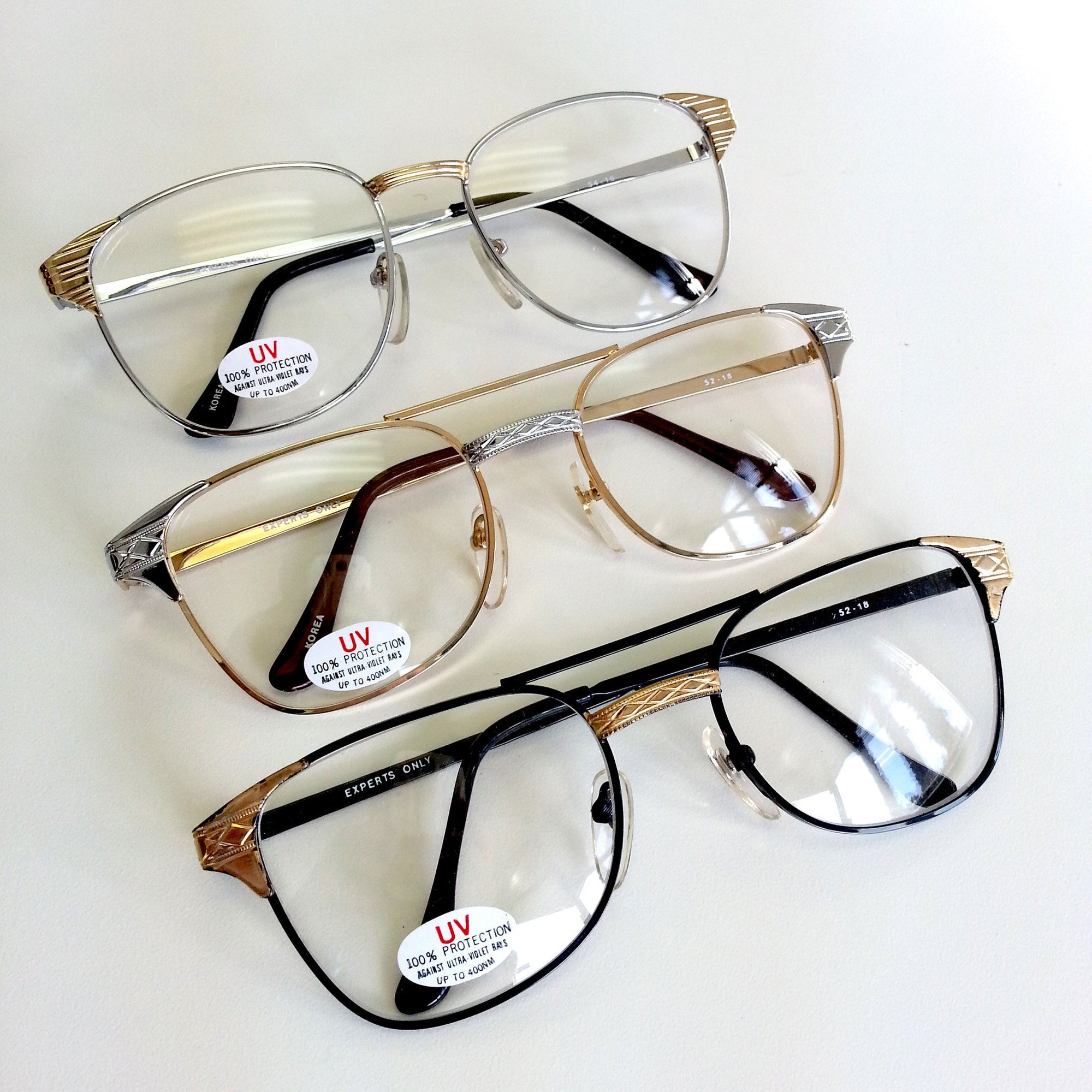 Gafas con borde de cuernos de metal con lentes transparentes vintage solo para expertos