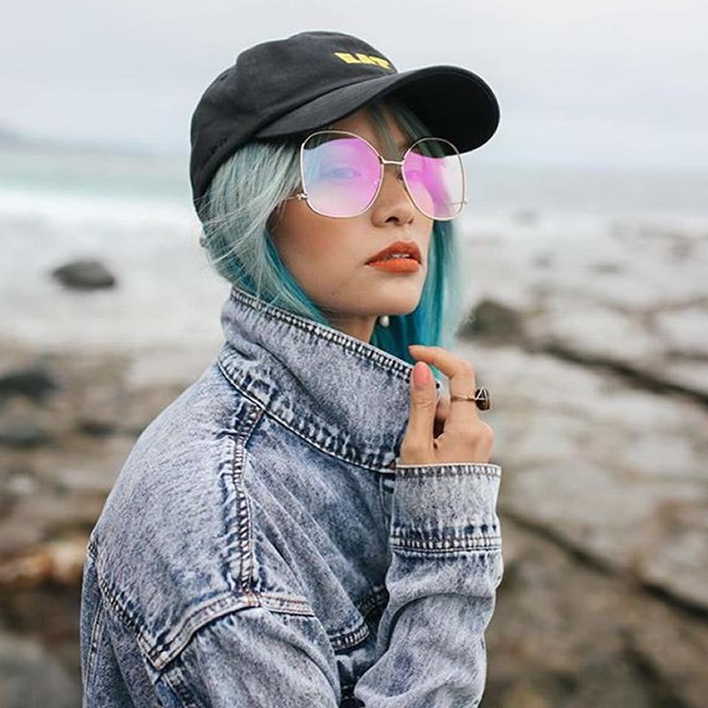 Gafas vintage de gran tamaño con lentes transparentes y mariposas para mujer C418