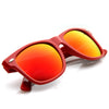 Gafas de sol con borde de cuerno y lentes espejadas con flash retro 8126