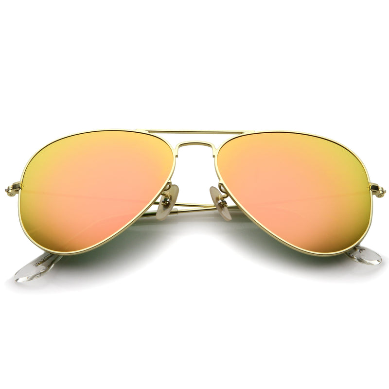 Gafas de sol de aviador con lentes espejadas de metal mate de diseño premium grande de 57 mm A806