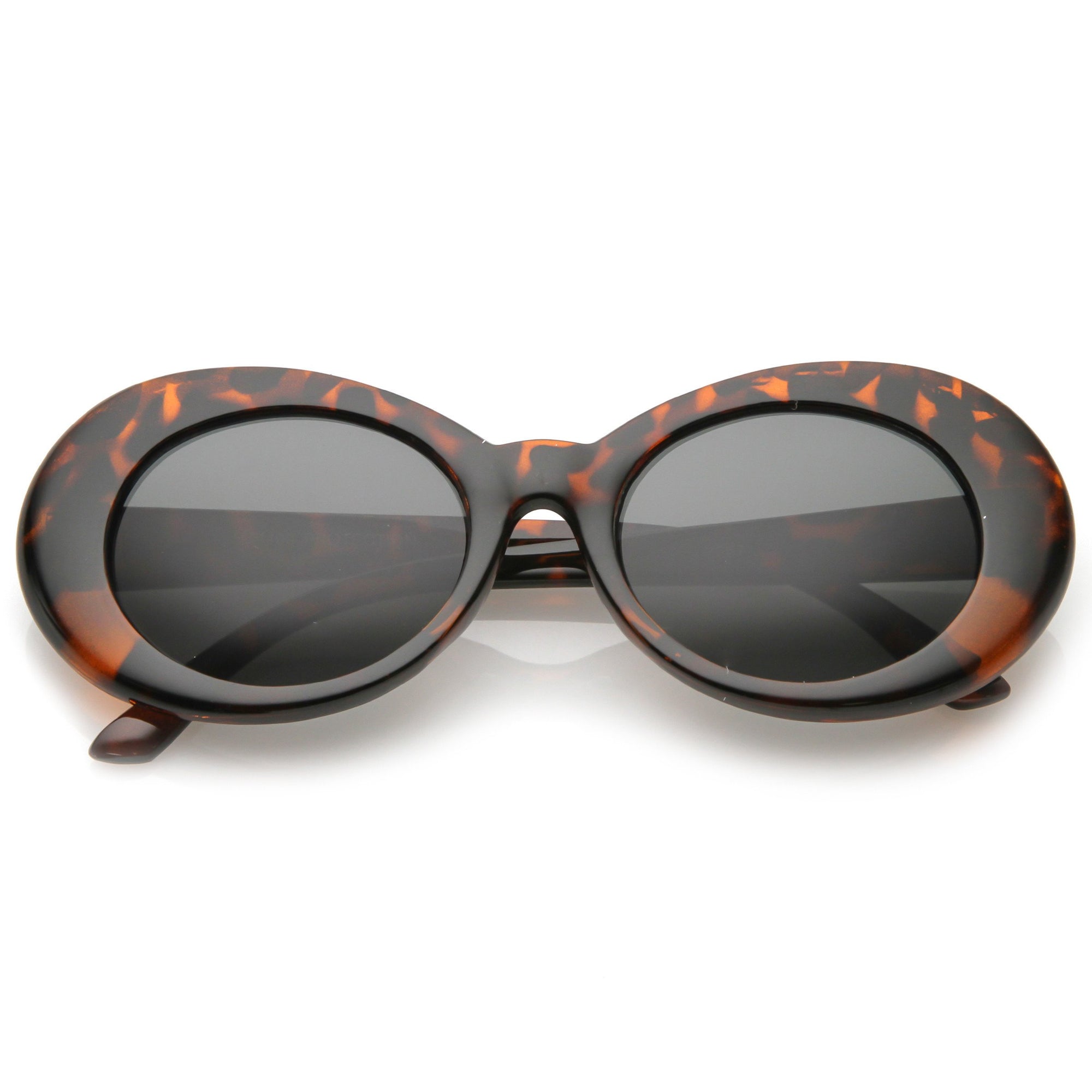Retro 1990's Fashion Oval Clout Goggle Sunglasses White Smoke