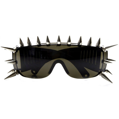 Gafas de sol con escudo de moda ultra punk con púas 8886