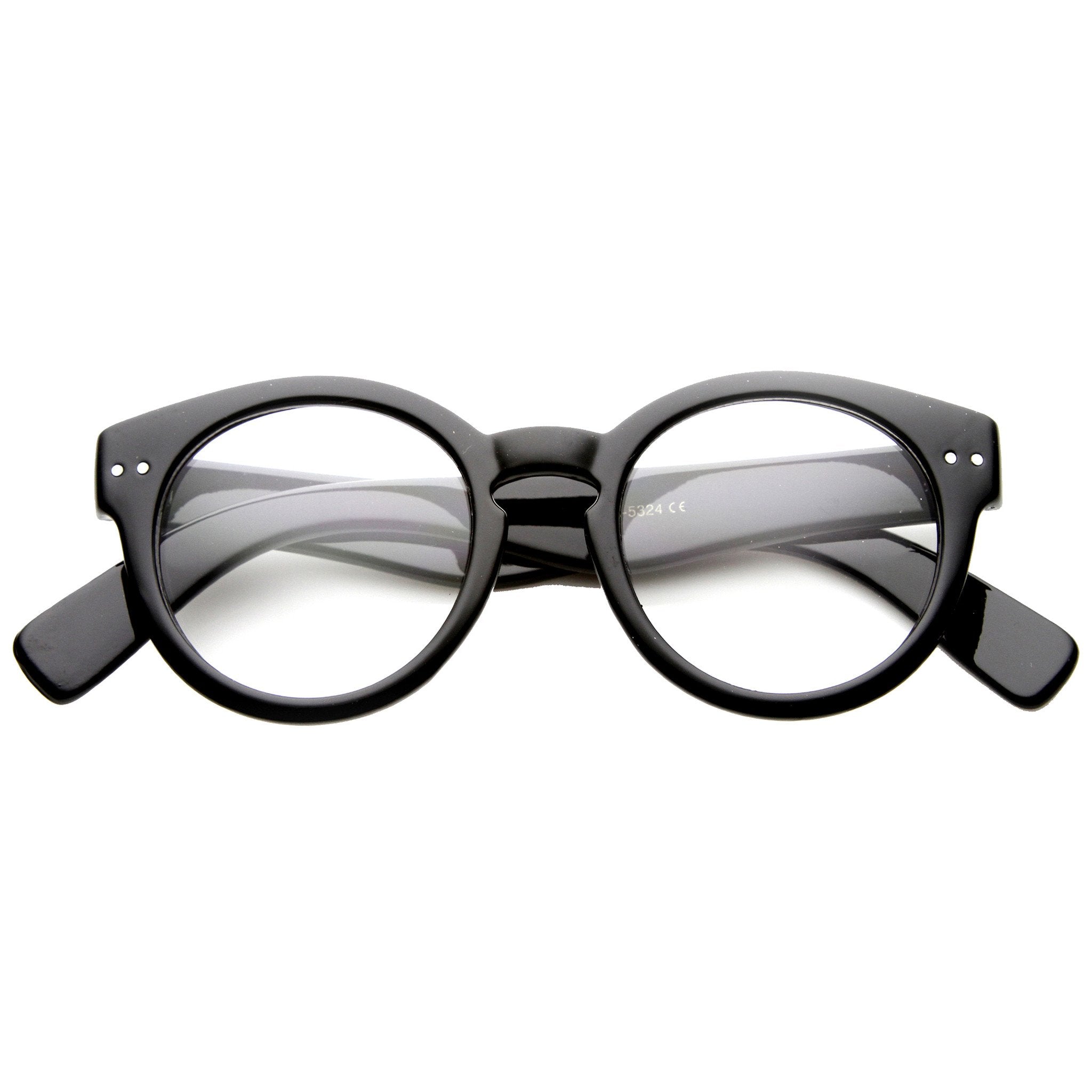 Vintage Hipster Indie Key Hole Round Clear Lens Glasses 9644 - zeroUV