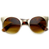 Gafas de sol redondas de ojo de gato con medio marco de metal completo de moda 8821
