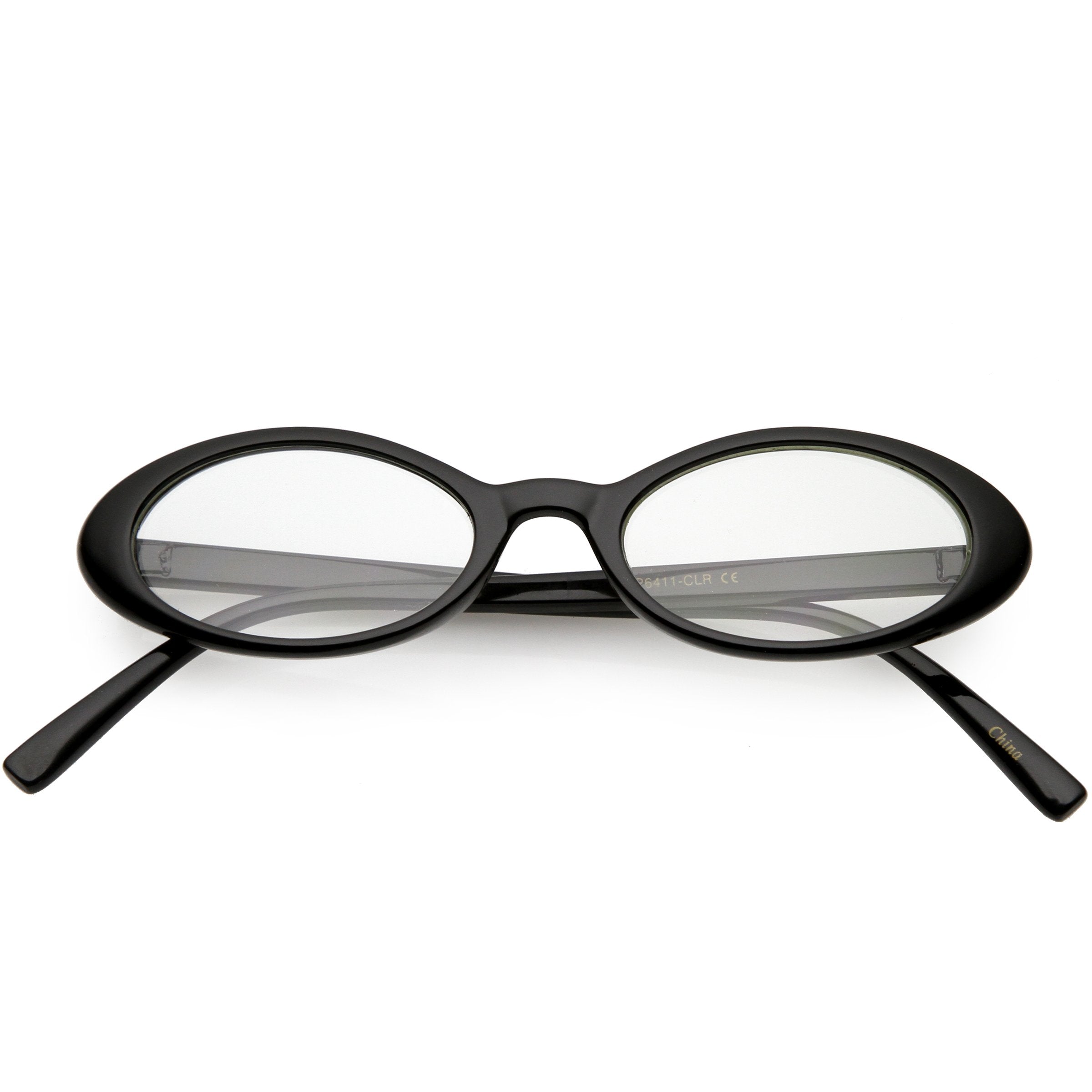 Clear Frame Black Lens Oval Women\'s Sunglasses - Chic Minimalist Style Selene | Slim Oval Sunglasses for Women – WMP Eyewear main image 3