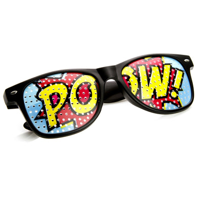 Gafas con borde de cuernos y estampado de malla POW Pop Art 8856