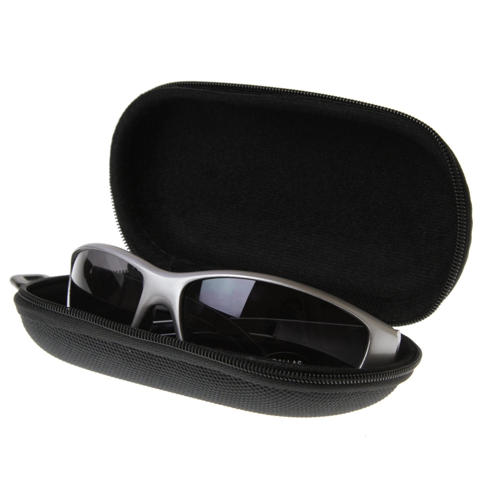 Nueva cápsula con cremallera, estuche para gafas de sol, bolsa de nailon con llavero (negro) 1006