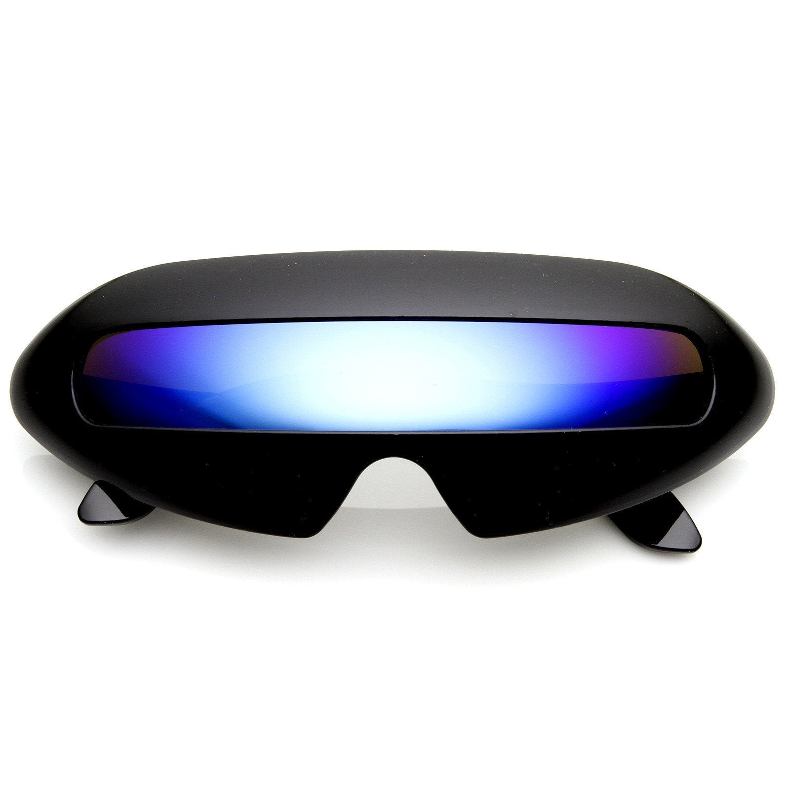 Retro Futuristic Cyclops Mirrored Lens Wrap Around Sunglasses 9125 Purple Midnight