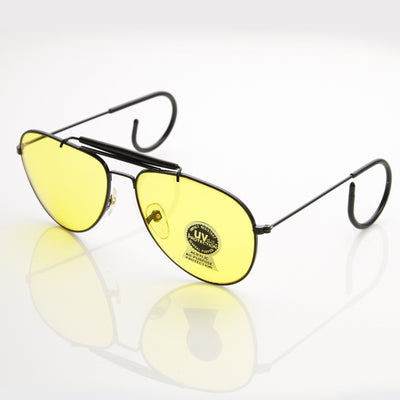 Gafas de sol de aviador vintage con lentes de conducción amarillas 7206