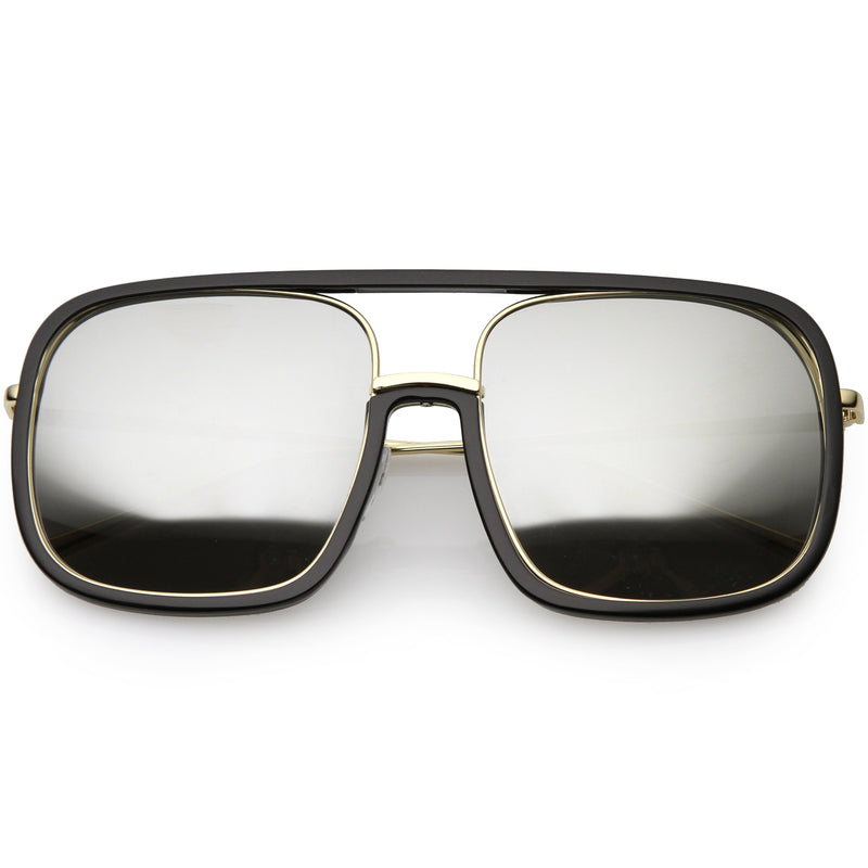 Gafas de sol cuadradas con lentes espejadas de lujo de gran tamaño para mujer C696