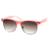 Gafas de sol con borde de cuernos y media montura en colores pastel para mujer 8958