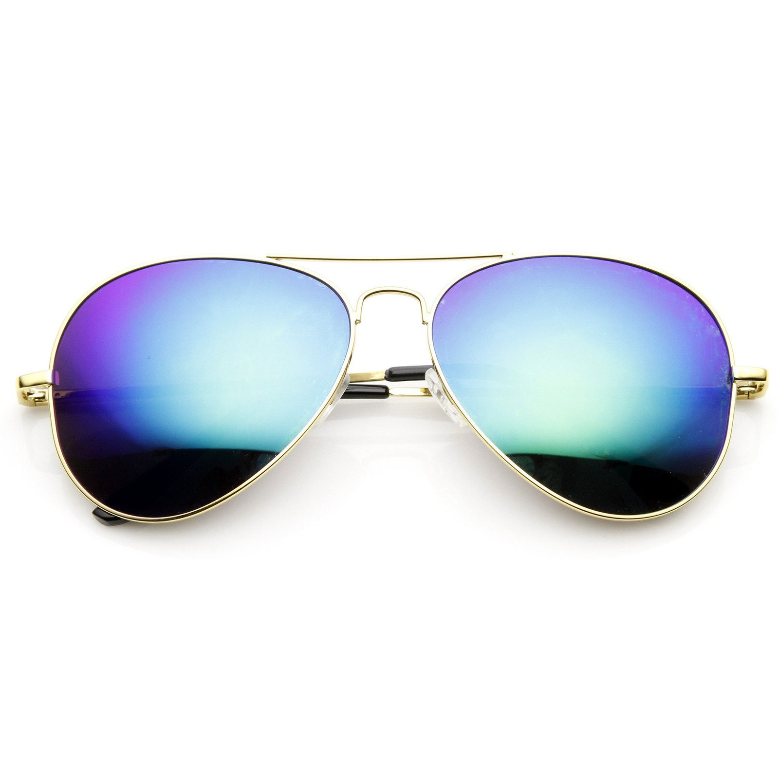zeroUV - Oversize Metal Frame Thin Temple Color Mirror Flat Lens Aviator Sunglasses 62mm (Silver / Silver Mirror)