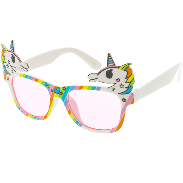 ShadyVEU Kids Unicorn Glitter Rainbow Color Heart Shape Sunglasses