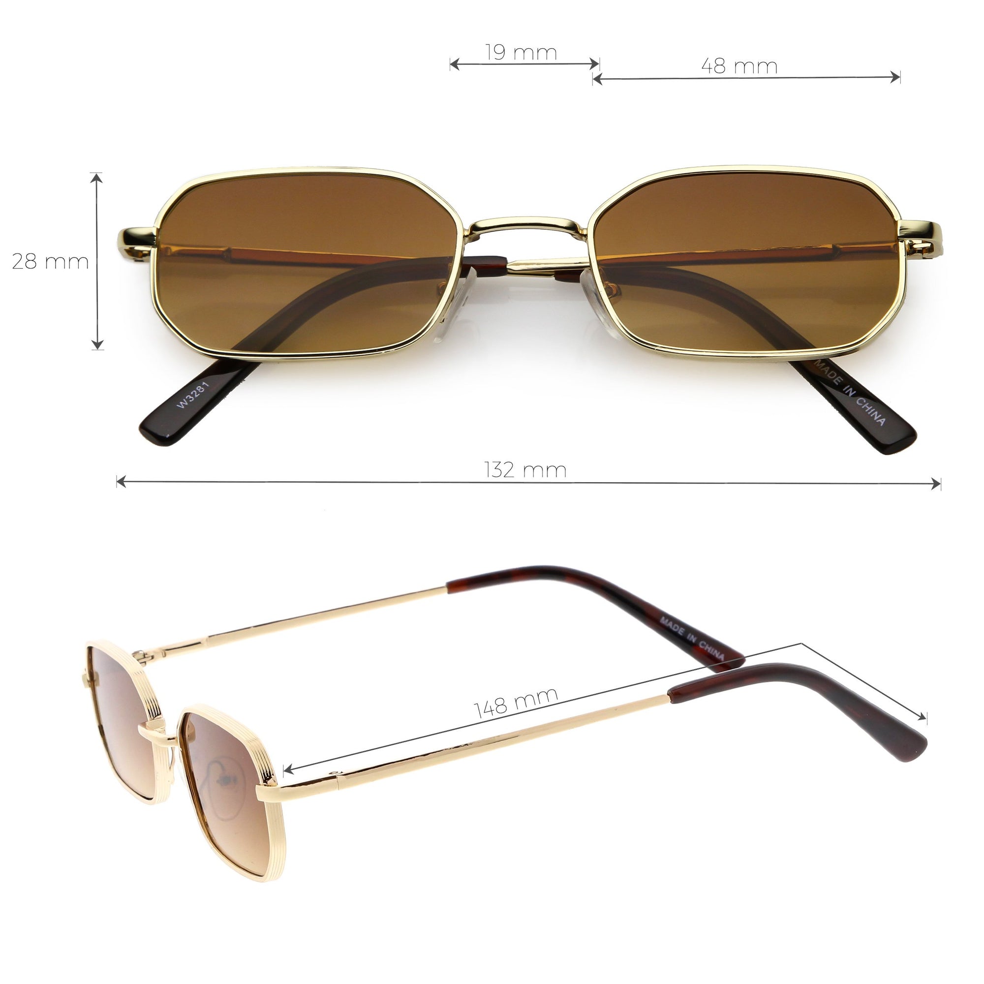 Manhattan Retro Square Flat Top Sunglasses – Metal Rim, UV400 Polycarbonate, Unisex (MH33)