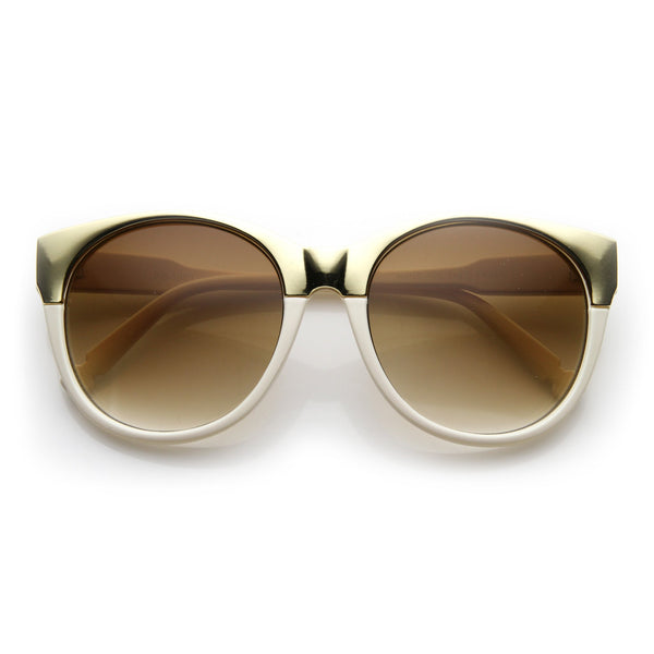 Oversize Womens Round Pointed 2-Tone Cat Eye Sunglasses 9620 - zeroUV