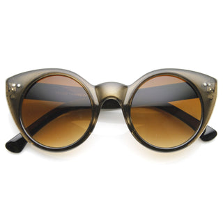 Gafas de sol estilo ojo de gato con círculo redondo y estilo retro para mujer 8978 - Marrón