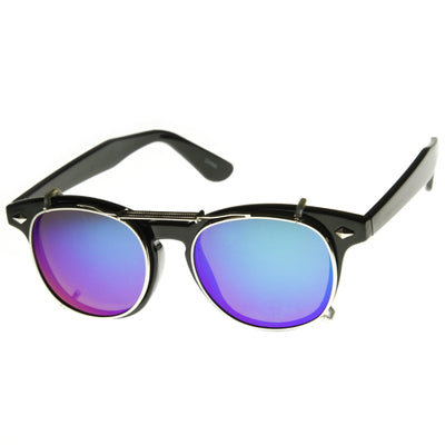 Gafas de sol retro Steampunk con lentes transparentes y espejo con clip 8930