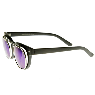 Gafas de sol retro Steampunk con lentes transparentes y espejo con clip 8930