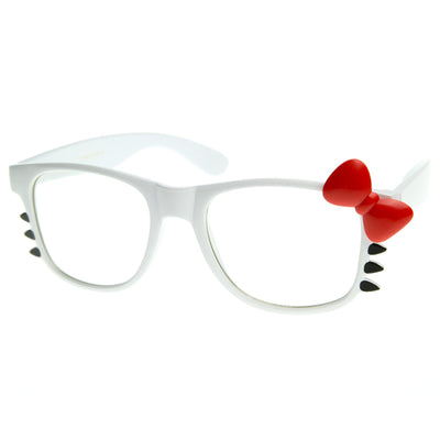 Lindas gafas de lentes transparentes con lazo de gatito para mujer con bigotes 8499
