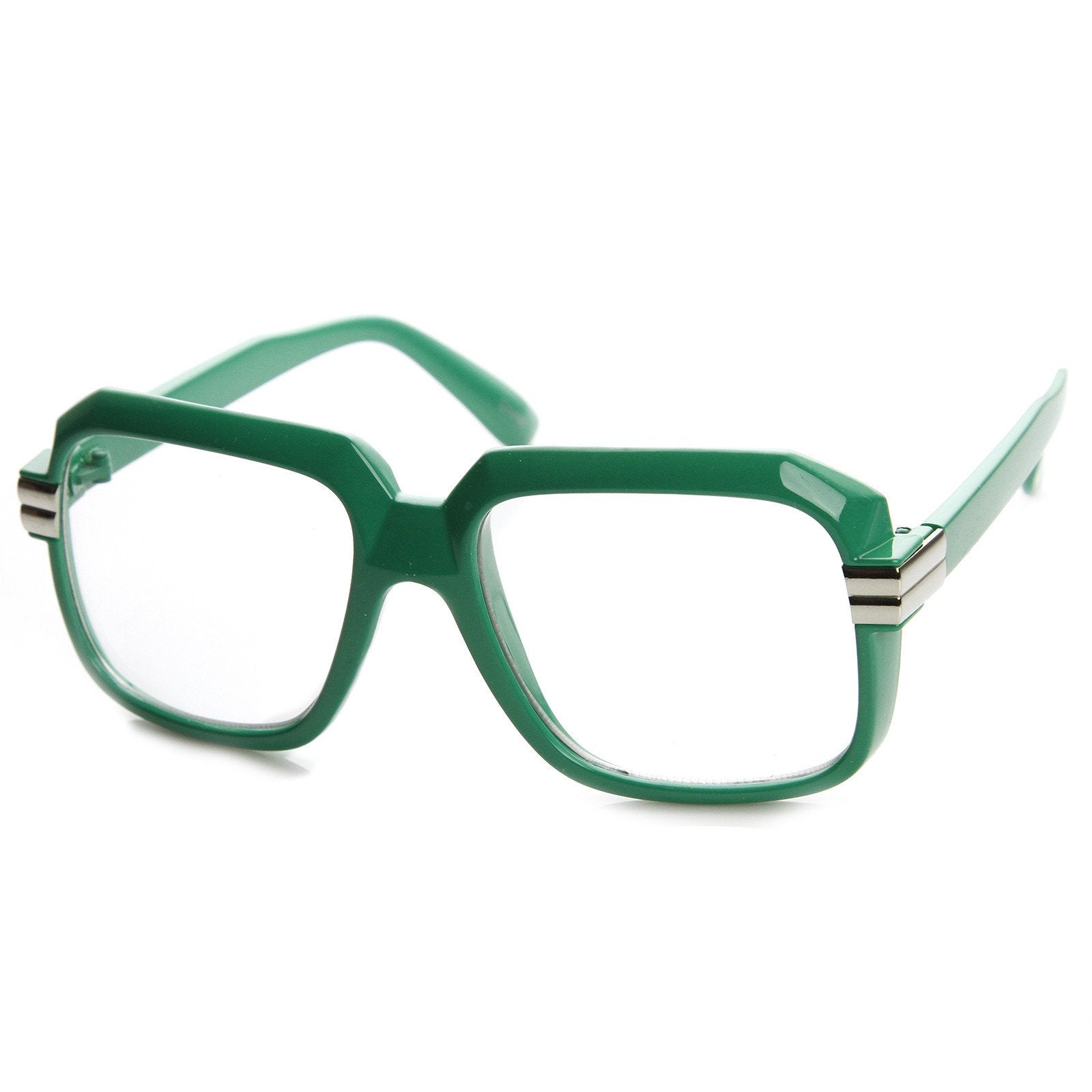 Gloss Black & Gold Retro Nerd Sunglasses - Square Clear Lens, UV400 Protection