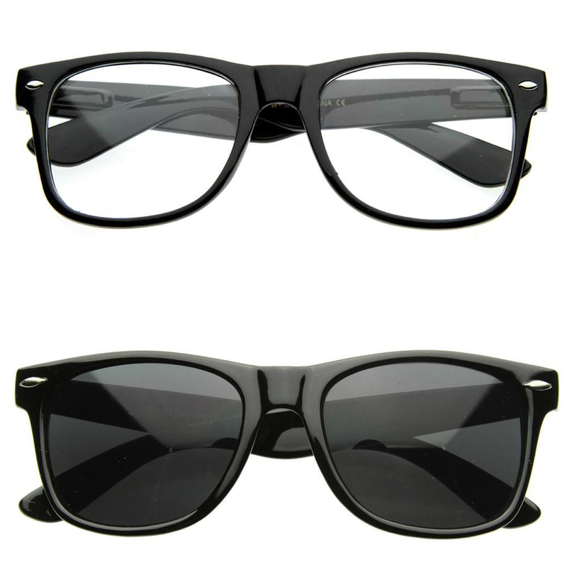 Gafas de sol / gafas con borde de cuernos personalizadas, paquete de 2, color negro