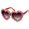 Gafas de sol extragrandes adornadas con flores en forma de corazón para mujer 9197