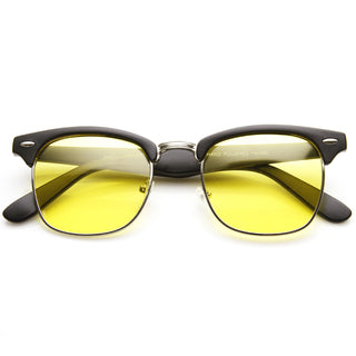 Indie Half Frame Horned Rim Polarized Lens Sunglasses 2936 - Matte Black Yellow