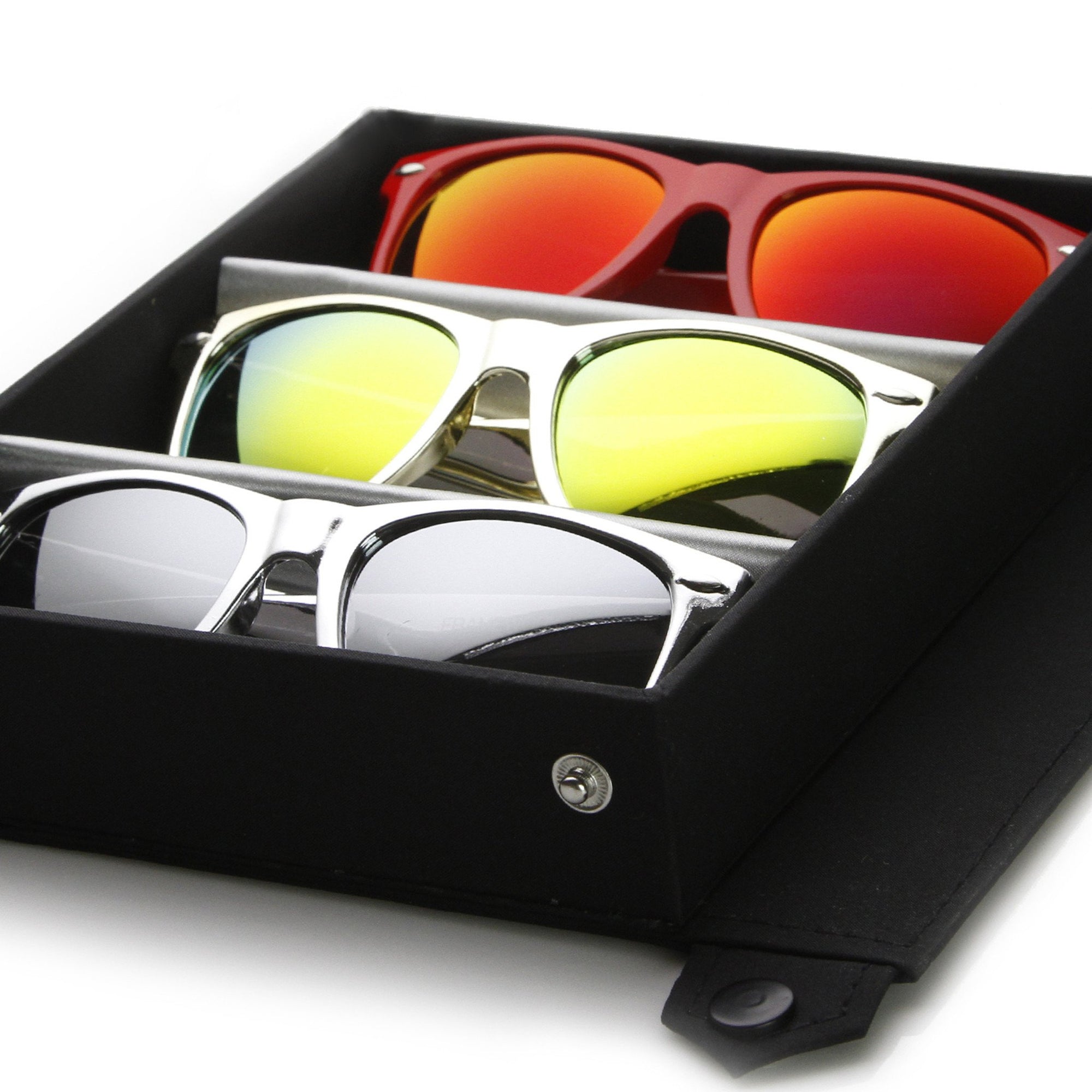 Gafas de sol con montura en forma de cuerno y lentes de espejo flash de edición limitada + estuche de viaje 8126