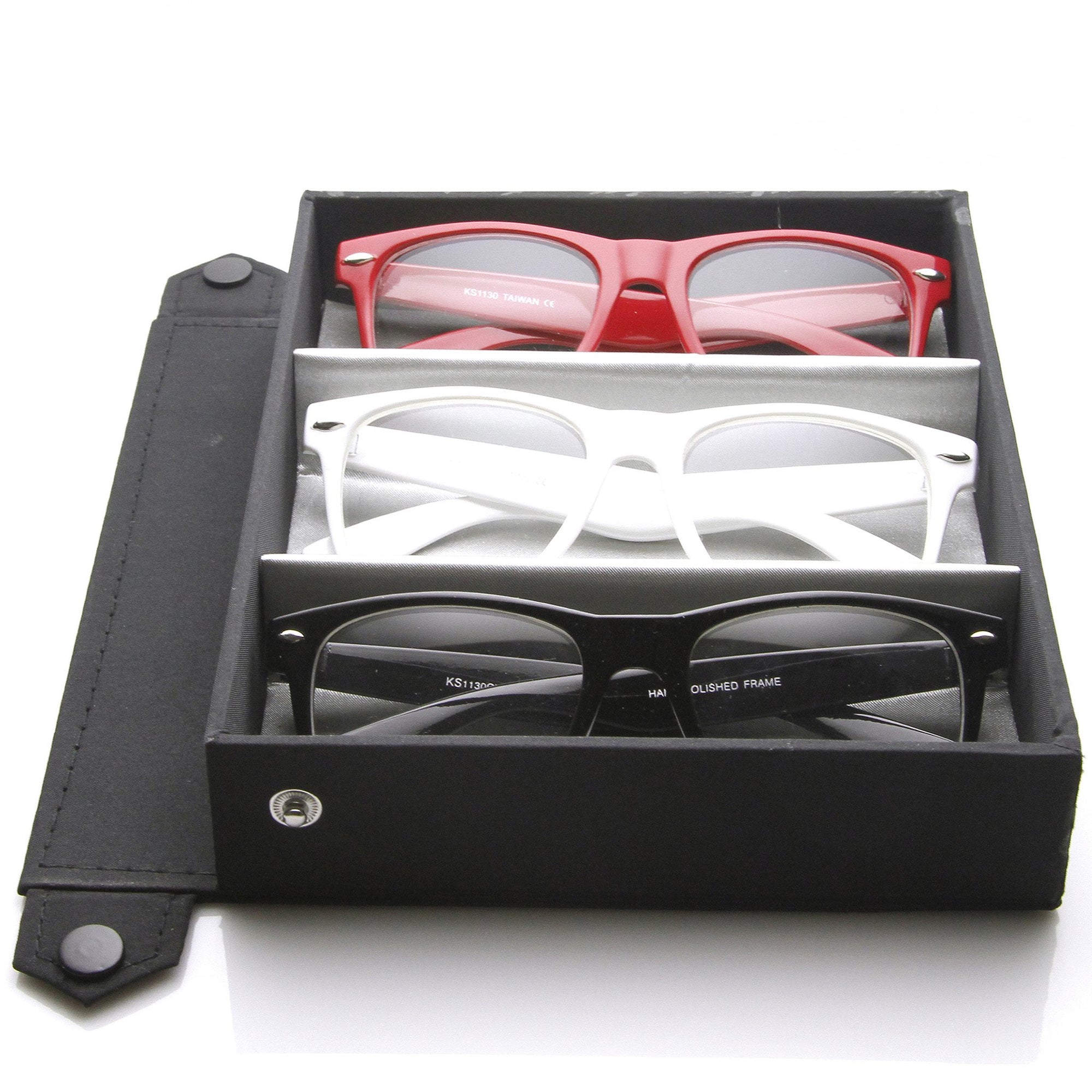Gafas Nerd de edición limitada con lentes transparentes y montura con cuernos + estuche de viaje 2873