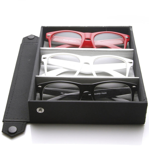 Clear Lens Wayfarer Glasses + Travel Case 3 Pack - zeroUV