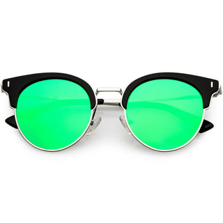 Gafas de sol polarizadas con borde redondo y media montura para mujer C828 - Espejo verde negro