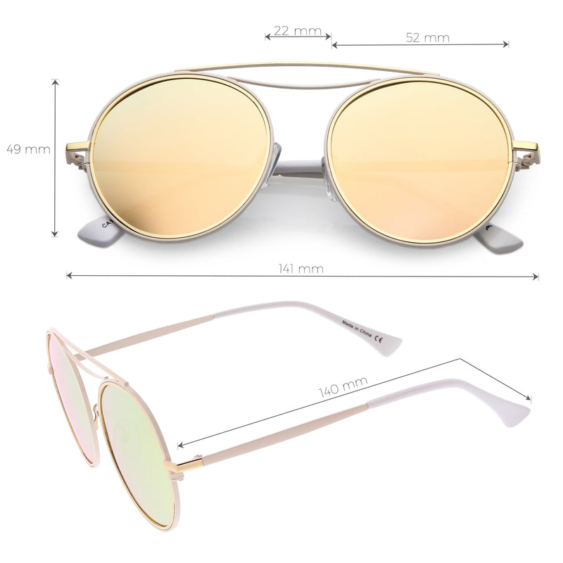 Gafas de sol con lentes espejadas de aviador de metal redondo polarizado retro C821