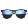 Gafas de sol de media montura con lentes de espejo de madera de bambú ecológicas 9949